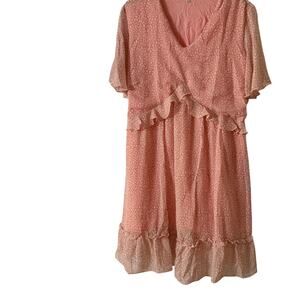 Pink floral dress with ruffles Woman's Size XL